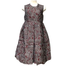 NWT Dolce & Gabbana Floral Jacquard Brocade Sleeveless Dress Bordeaux Size 40