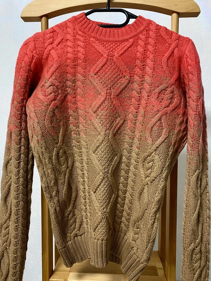 Suéter Ombre Tejido con Cable de Lana Hecho en Italia Dsquared2 Marrón Rojo M S75HA0321 Foto 3 de 4