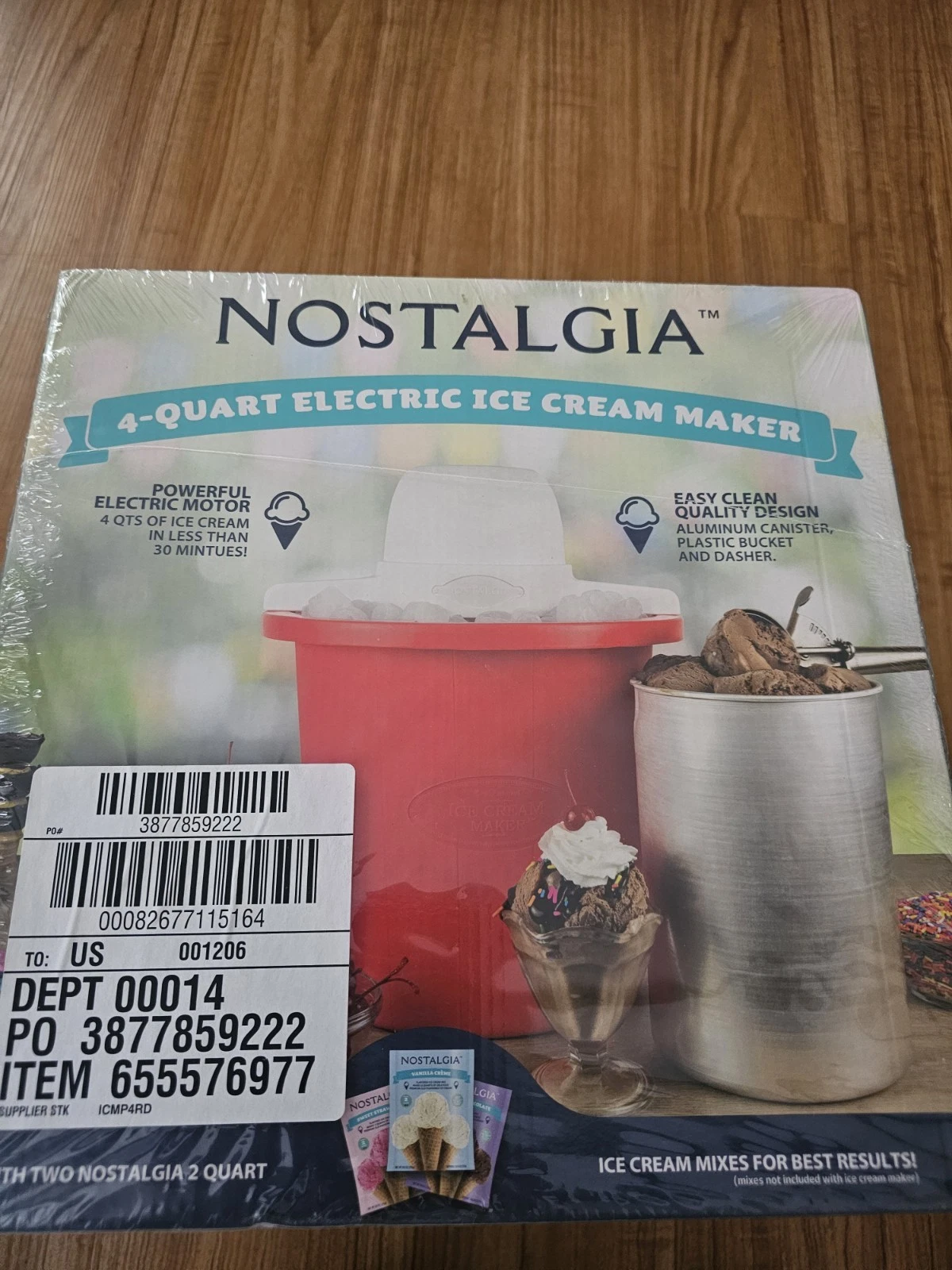Nostalgia Ice Cream Maker 4 QT Red Electric Household Kitchen
