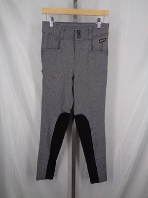 Kerrits Gray Fleece Lined Patch Riding Pants Leggings Breeches Size Small