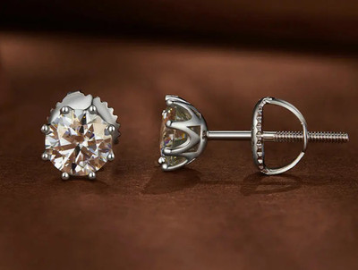 Ohrstecker 1,0 kt Rundschliff Laborgefertigt Diamant Testpass VVS1/D/Top