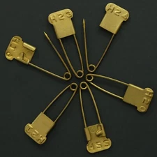 Set of 6 Vintage Keyes and Davis Numbered Brass Navy Laundry Tag Safety Pins