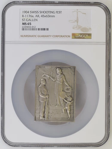 1904 St. Gallen Switzerland Silver Swiss Shooting Medal R-1176 - NGC MS 65