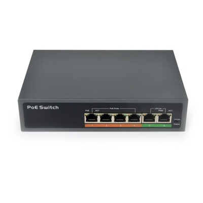 POE SWITCH Labeled 6-Port 802.3bt PoE-Powered Network Switch