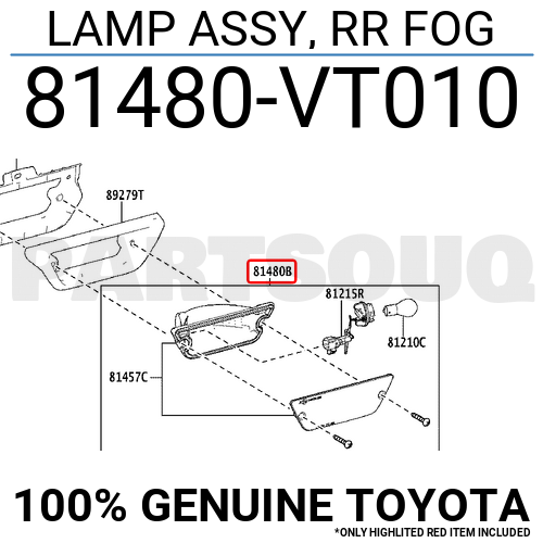 81480VT010 Genuine Toyota LAMP ASSY, RR FOG 81480-VT010 | eBay