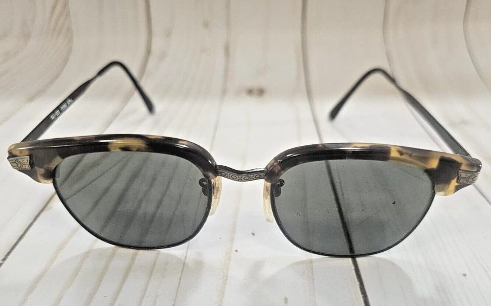 Óculos de sol vintage Revo 983 008 amarelo concha de tartaruga armação padrão gravado Japão - Imagem 4 de 4