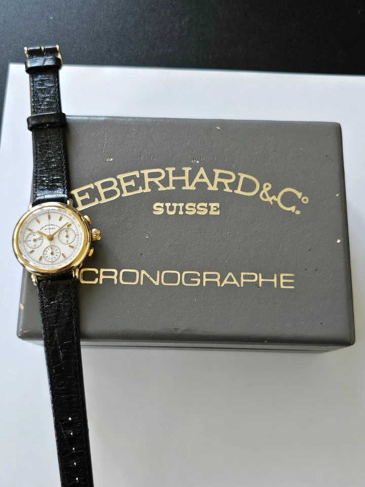 EBERHARD-REPLICA-REF. 36008-ARGENTO VERMEIL 0,925-CRONO-LEMANIA 1873-BOX-FIBBIA - Immagine 4 di 4