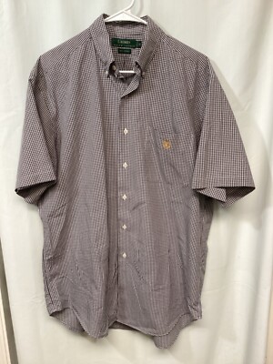 Lauren Ralph Lauren Plaid Medium Short Sleeve Cotton Vintage Button Down B12