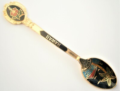 SH502) Goldfarben Cloisonné Emaille Hawaii Souvenir Sammler Löffel