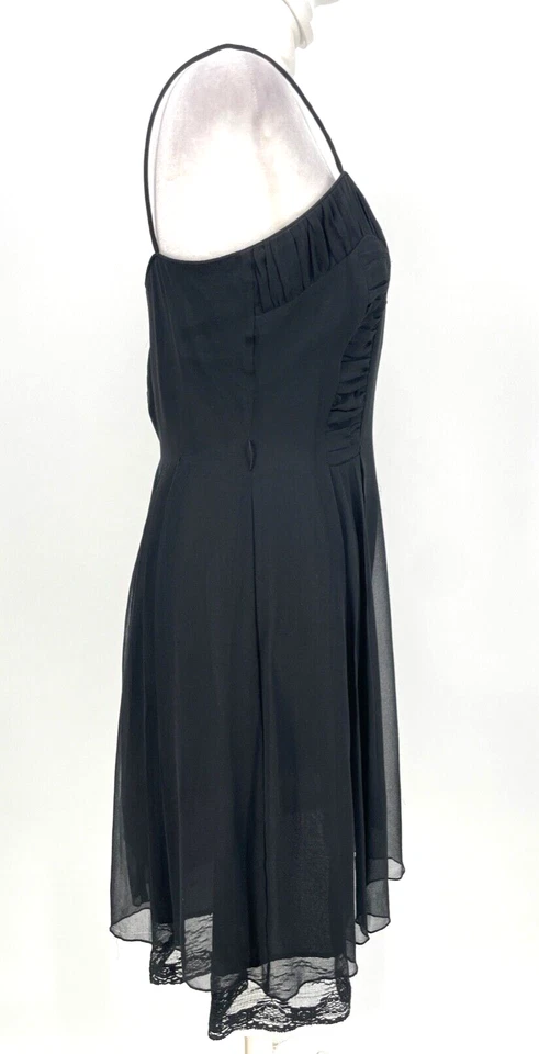 Anna Sui women's 2 Black 100% Silk Corset LBD dress whimsigoth Grunge Goth Cami - Image 2 of 4