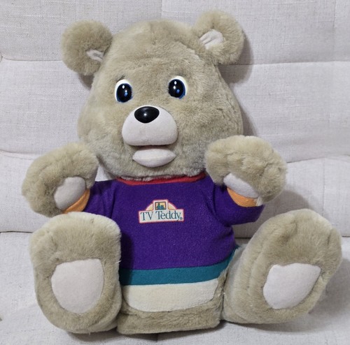 Vintage TV Teddy First interaktives sprechendes Spielzeug Freund nur Plüschbär