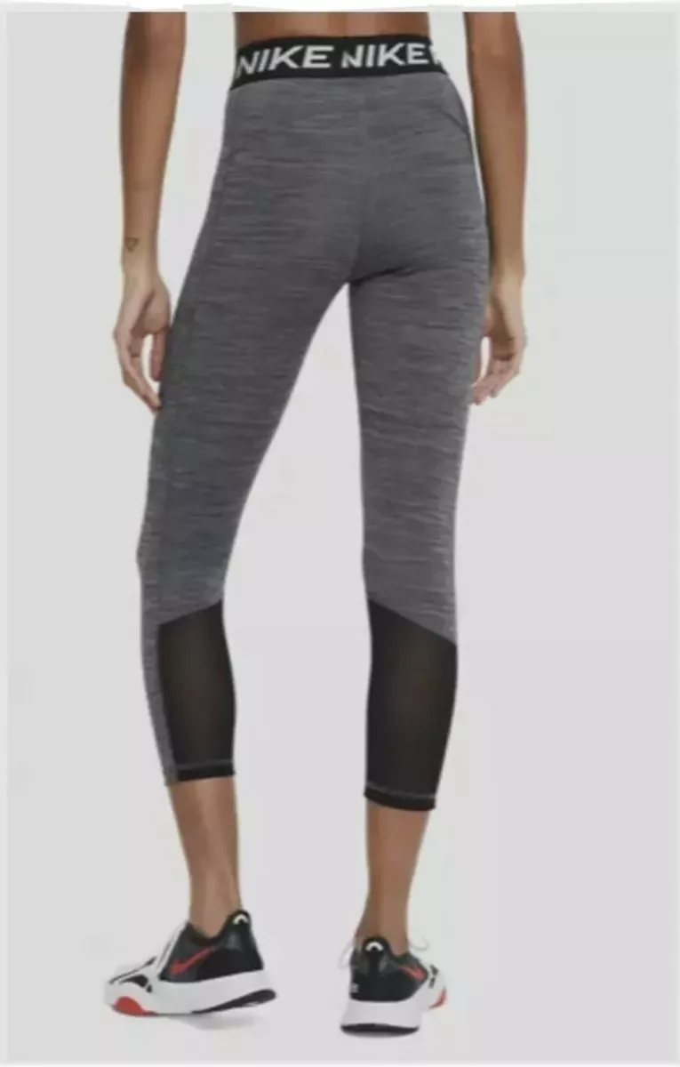 LARGE NIKE Pro Women's Mid-Rise Crop Leggings CZ9803 010