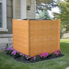 NAIZEA Air Conditioner Fence, 2 Panels Wood Privacy Screens with Metal Stakes