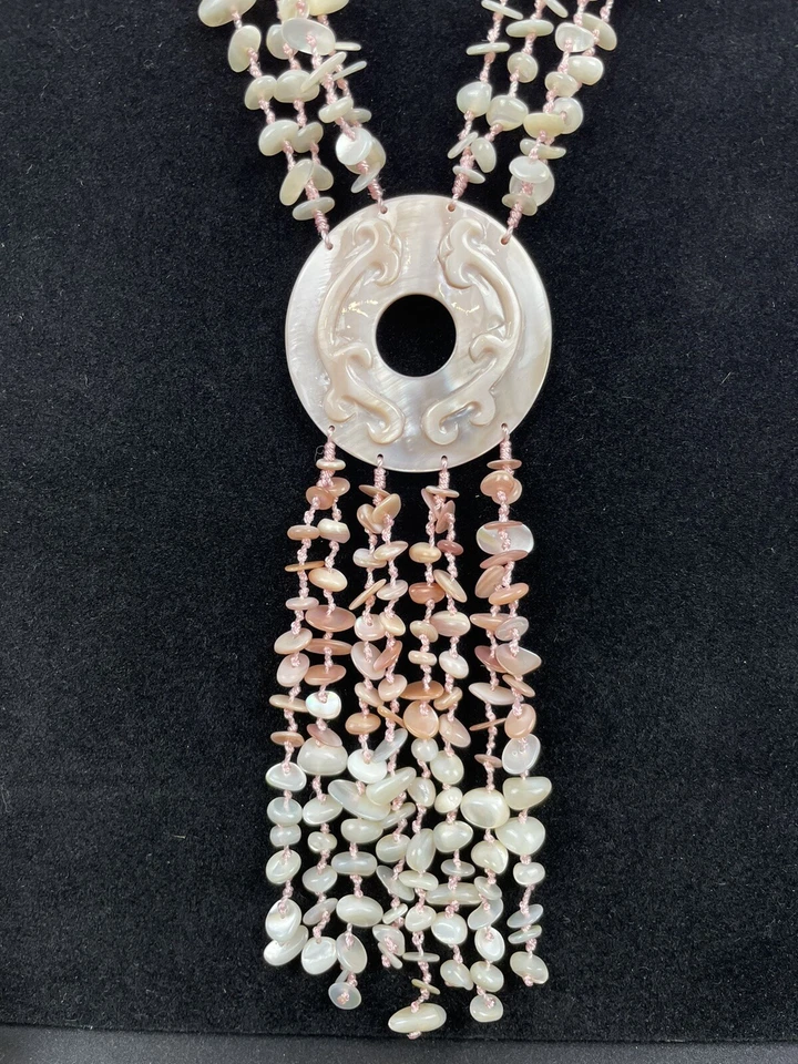 Sajen Stone Necklace Multi Strand Bead Shell Boho - Image 3 of 4