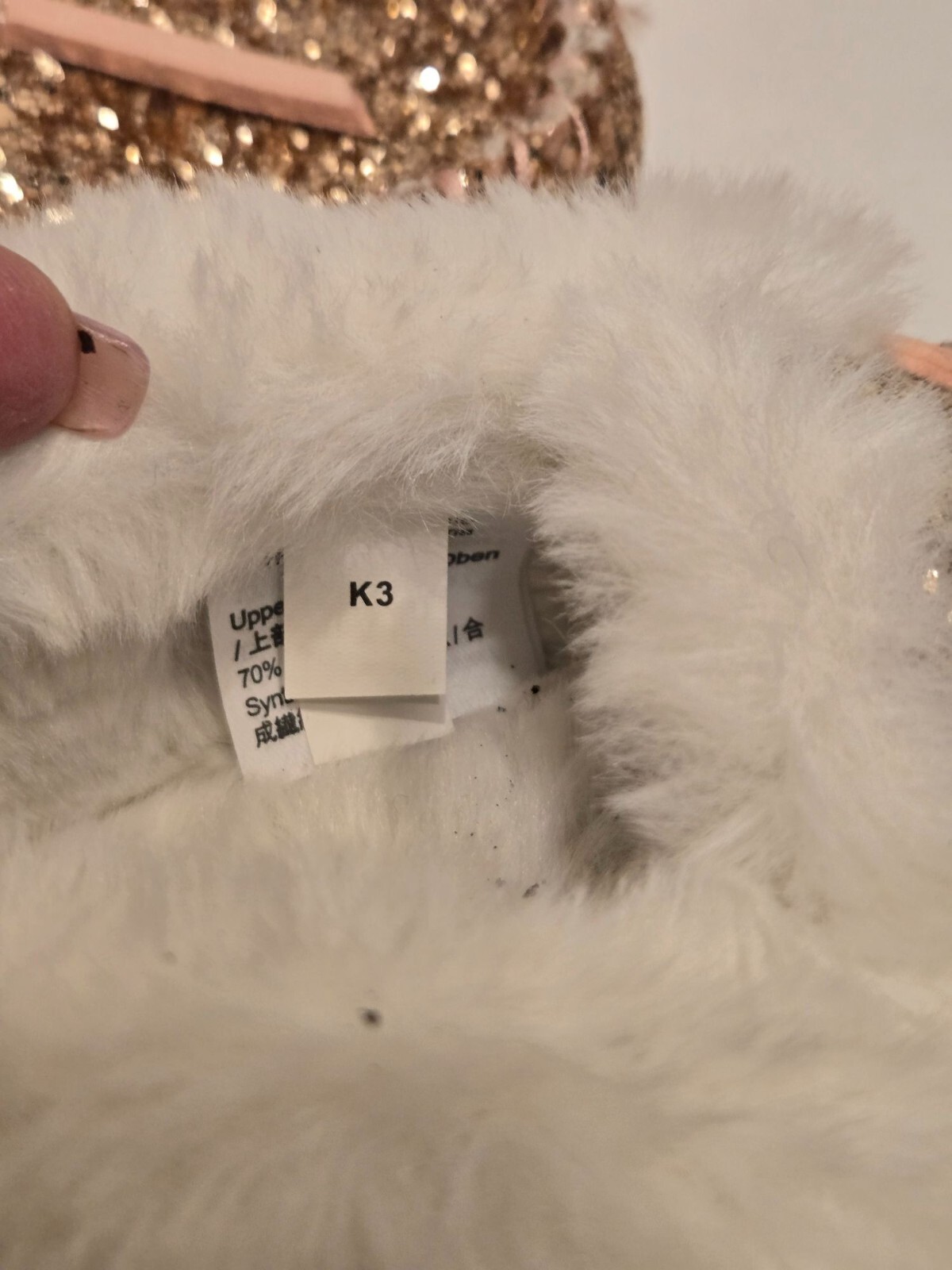 PANTOFOLA D’ORO J.Crew Crewcuts Ciabatte Bambino Oro e Rosa con "pelliccia" Bianca Taglia K3