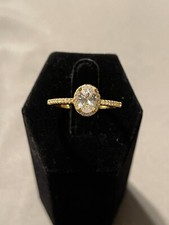 Yellow Gold Plated Sterling Silver 925 CZ Engagement Ring Size 9.5