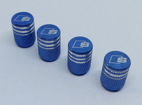 4x Valve Cap for AUDI Aluminium Dust Caps for S Line Brand New Light Blue Check