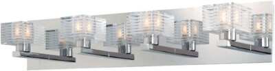Alico Lighting BV314-90-15 Vanity, Chrome Finish with Clear, Inside Frost Glass.