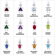 Birthstone  "Boy or Girl" Kids Child Pendant In 14K White Gold