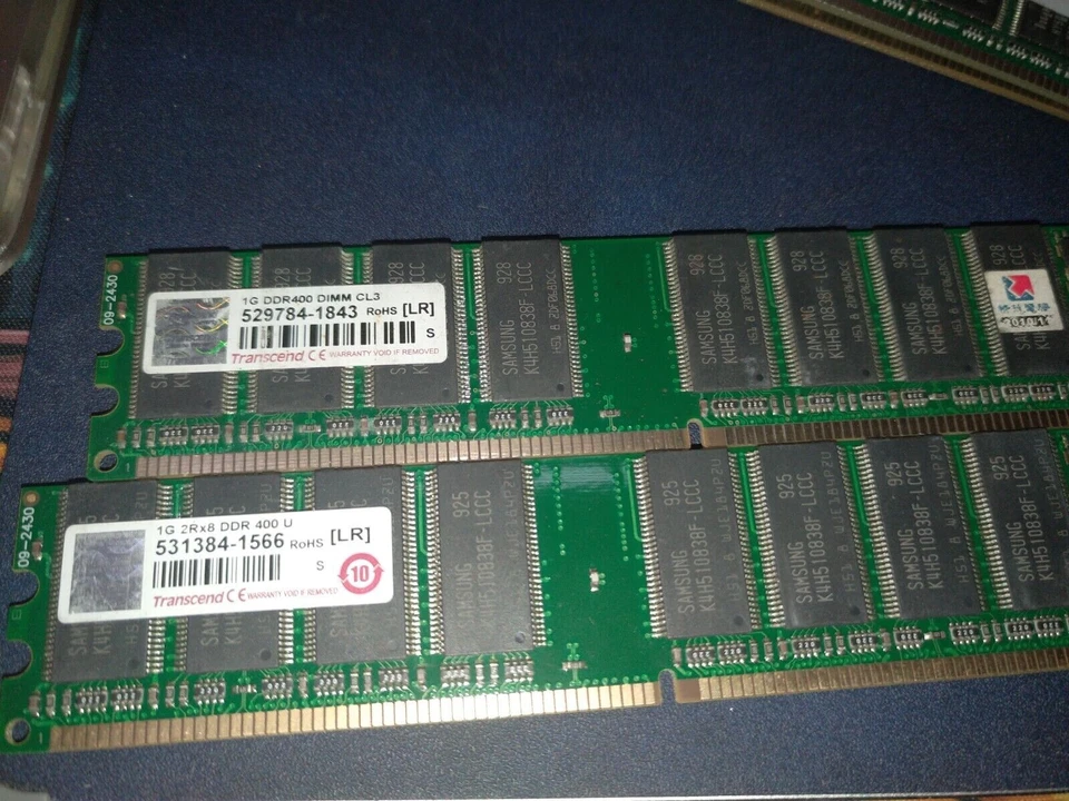 2PCS Transcend DDR 400 1GBx2=2GB SDRAM Memory Hy or Samsung chips free shipping - Image 2 of 2