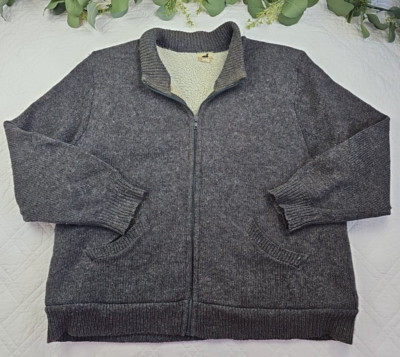 VTG Winona Knits Full Zip Sherpa Lined Wool Jacket Size XL