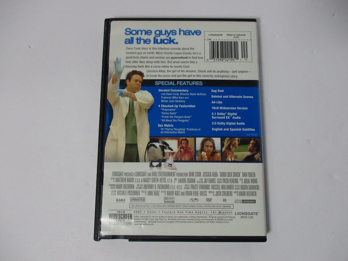 Good Luck Chuck DVD Unrated Dane Cook Jessica Alba Romance Comedy