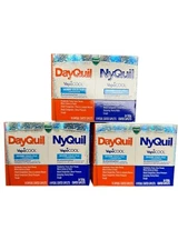 3PK Vicks Dayquil & Nyquil VapoCOOL Severe Cold & Flu + Congestion ~ 72 Caps EA