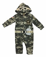Us Army Toddler Camo Fleece Coverall Hooded 1-Piece Costume NWT