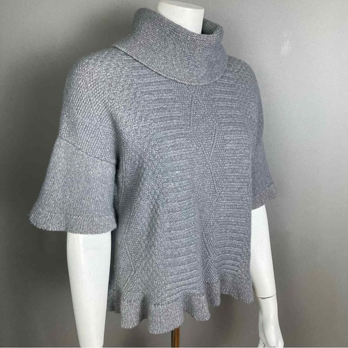 Garnet Hill sweater small short sleeve cable knit alpaca wool gray transitional - Picture 2 of 7