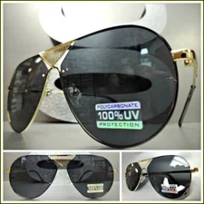 Men's or Women Classy Elegant RETRO Style SUNGLASSES Gold Metal Frame Dark Lens