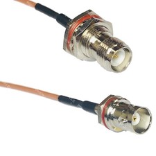 RG316 RP-TNC FEMALE BULKHEAD to BNC FEMALE SM BULKHEAD RF Cable Rapid-SHIP LOT