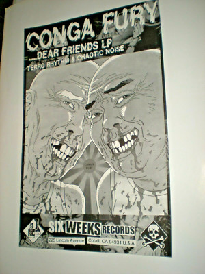 POSTER by CONGA FURY dear friends lp PROMO POSTER terro rhythm & chaotic noise Z