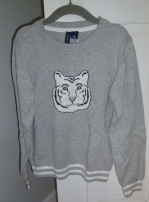 Janie and Jack Grey Cotton Tiger Sweater Size 6 NWT