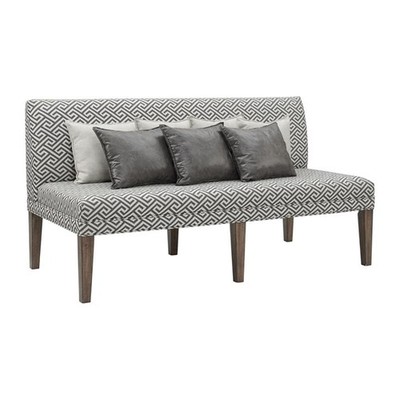 Pemberly Row Transitional Upholstered Dining Settee in Brown