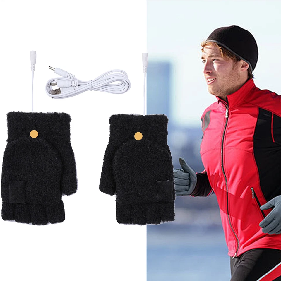 Heated Gloves for Men USB Half Fingerless Warmer Women Fingerless pleasant - Image 2 of 4