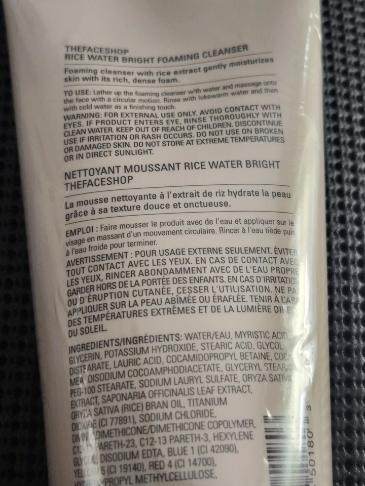 Limpiador en espuma brillante de agua de arroz Lg Avon Face Shop 10,1 oz NUEVO sellado Foto 2 de 3