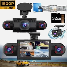 360° US 1080P Dash Cam 4 Channel Driving Recorder Car Front+Rear Camera +32GB