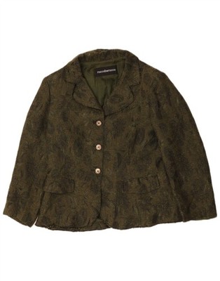ROCCOBAROCCO Womens 3 Button Blazer Jacket US 12 Large Khaki Floral DJ02
