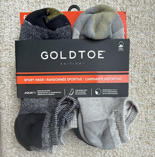 GOLD TOE Cushioned Moisture Wicking No-Show Socks 6 Pairs Black/Gray 6-12.5