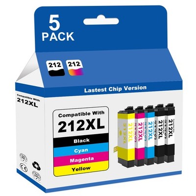 5PACK 212XL Ink replacement for Epson 212XL Workforce WF-2830 XP-4105 Printer