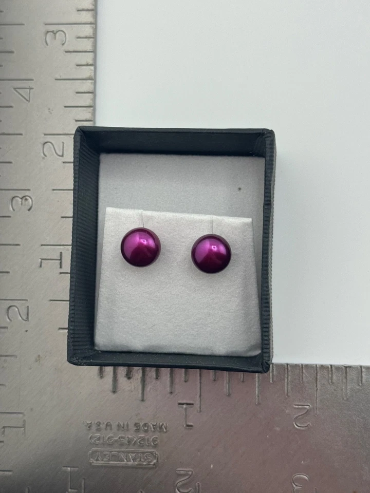 Honora Magenta Cultured Pearl Pierced Stainless Stud Earrings in Box - Image 2 of 4
