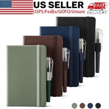 4 Pack A6 Leather Notebook, 3.7"x5.7" Pocket Hardcover Journal 416 Pages