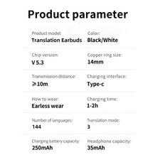 Language Translator Earhooks Touch Control Translator Earbuds Support 144