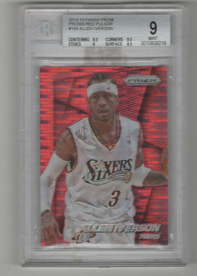 ALLEN IVERSON 2014-15 PANINI PRIZM RED PULSAR PRIZM #184 #/25 16/25 BGS 9