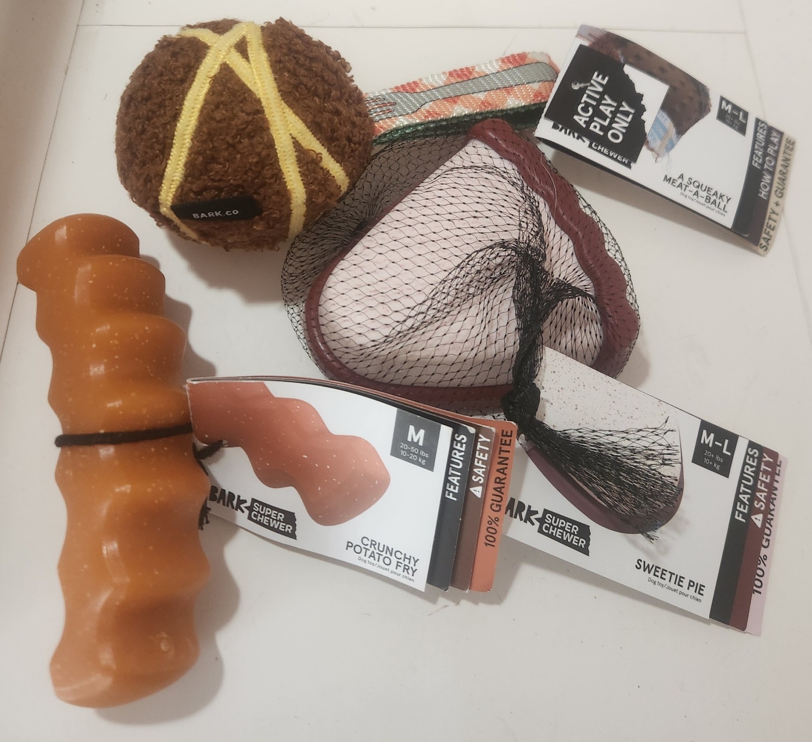 Bark Box Lot of 3: A Squeaky Meat-A-Ball, Crunchy Potato Fry & Sweetie Pie...NWT