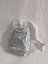 Silver mini portable bag cute female backpack with Multi Coloured dazzle