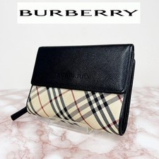 Burberry Nova Check Bifold Wallet Black Leather Trifold Near Mint Wallet gift