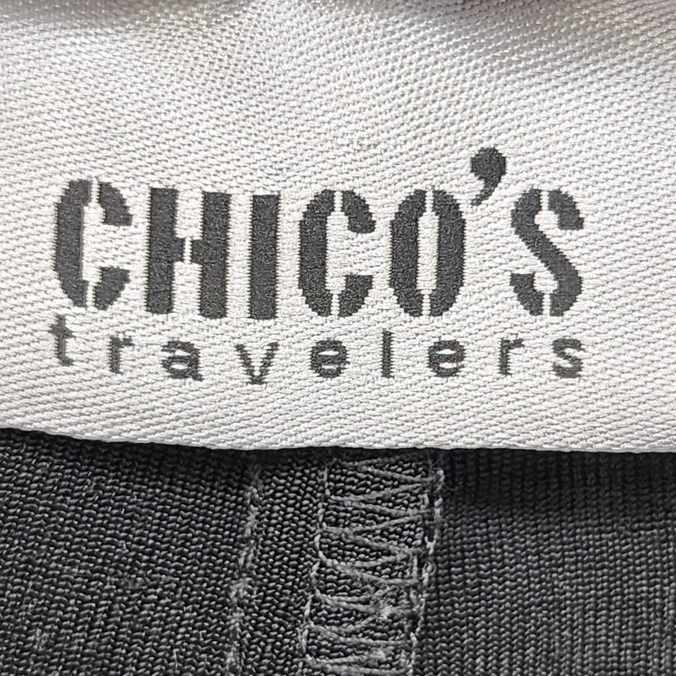 Pantalones Chico's Travelers para mujer 2 L/12 negros tiro alto pierna recta informales Foto 4 de 4