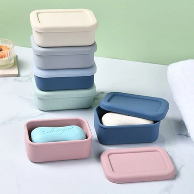 Silicone Soap Holder Drain Soap Dish Travel Soap Box Portable Soap Storage Box