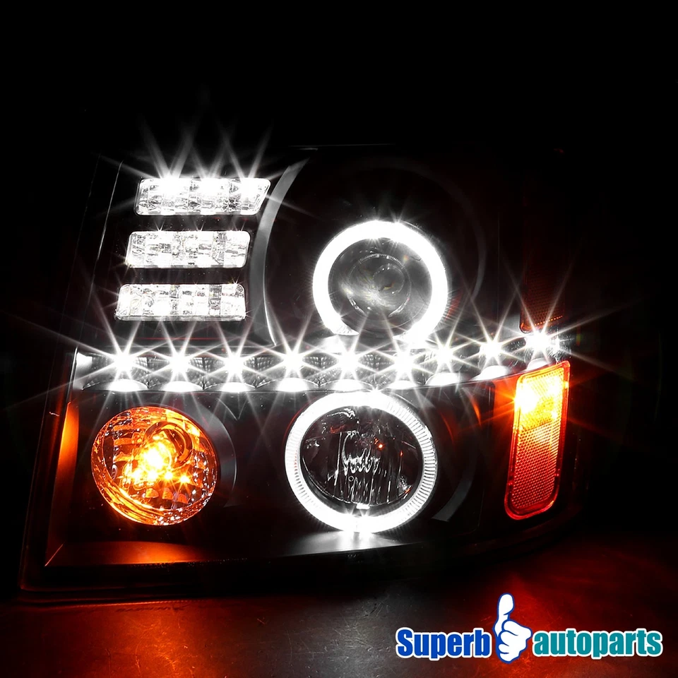 Fits 2002-2006 Cadillac Escalade Black Halo Projector Headlights LED Bar - Image 4 of 4